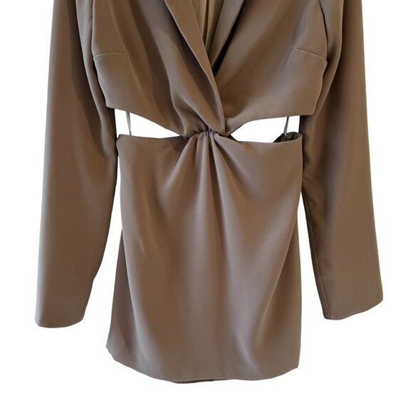 MAJORELLE Leticia Blazer Mini Dress Size S Open Back Beige Cutouts - Picture 9 of 10